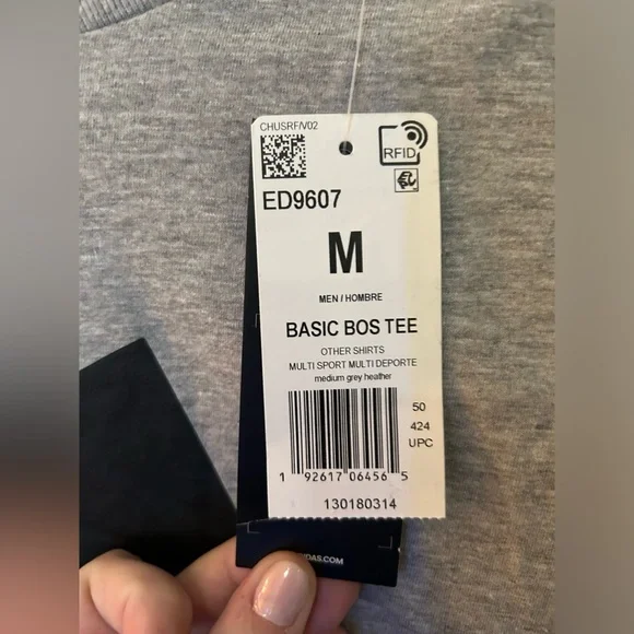 NWT adidas men’s Basic BOS short sleeve tee shirt gray and black. Size M - Picture 2 of 5